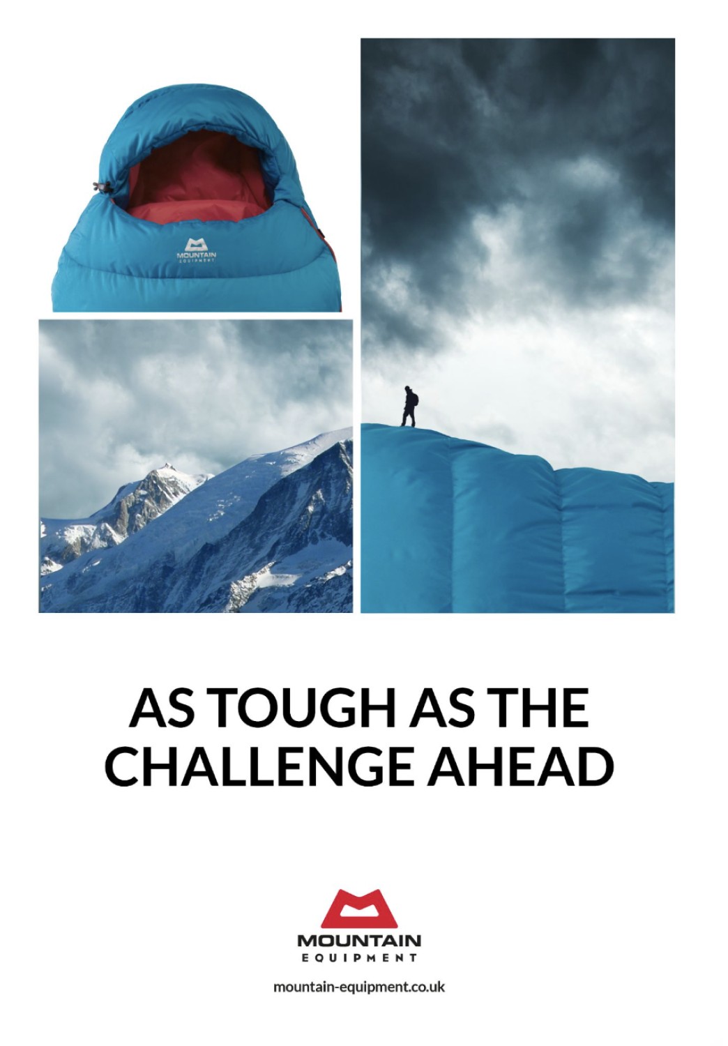 Mountain Equipment campaign — As Tough As The Challenge Ahead, blue sleeping bag