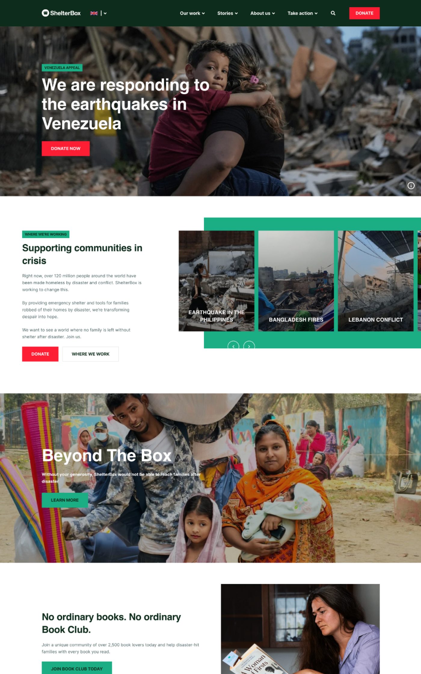 ShelterBox — donation form and impact messaging