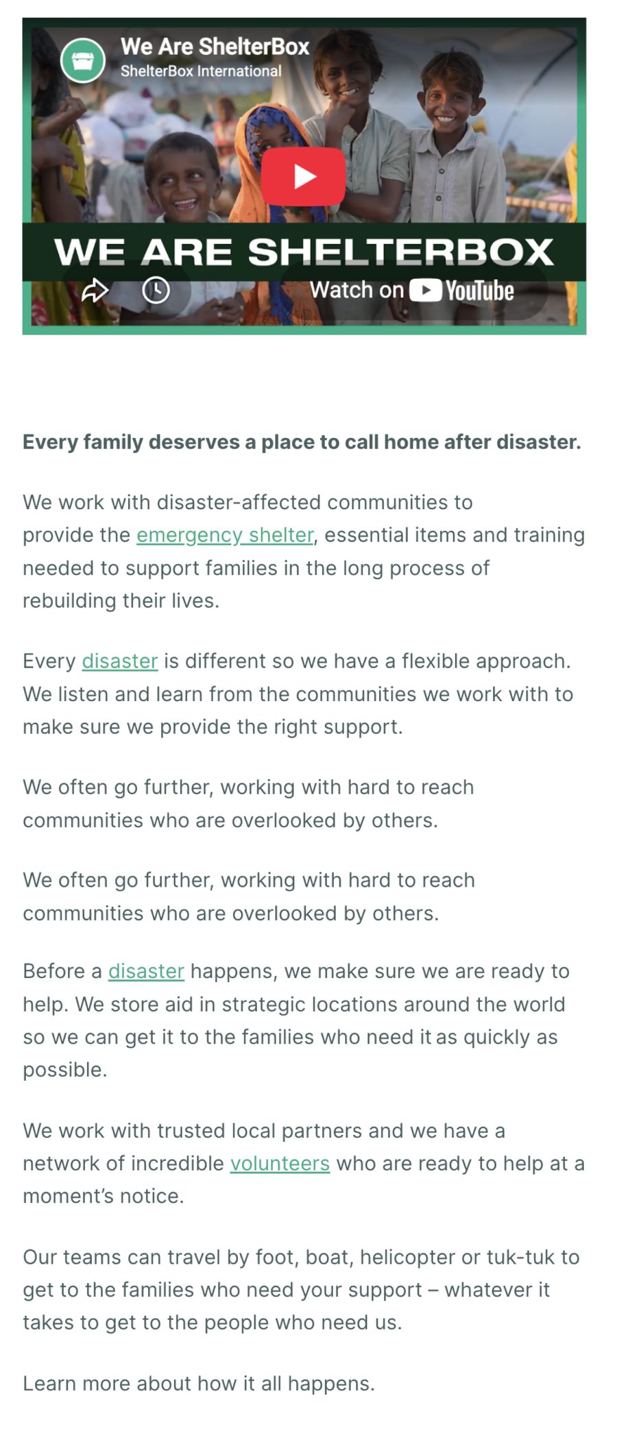 ShelterBox — we are ShelterBox