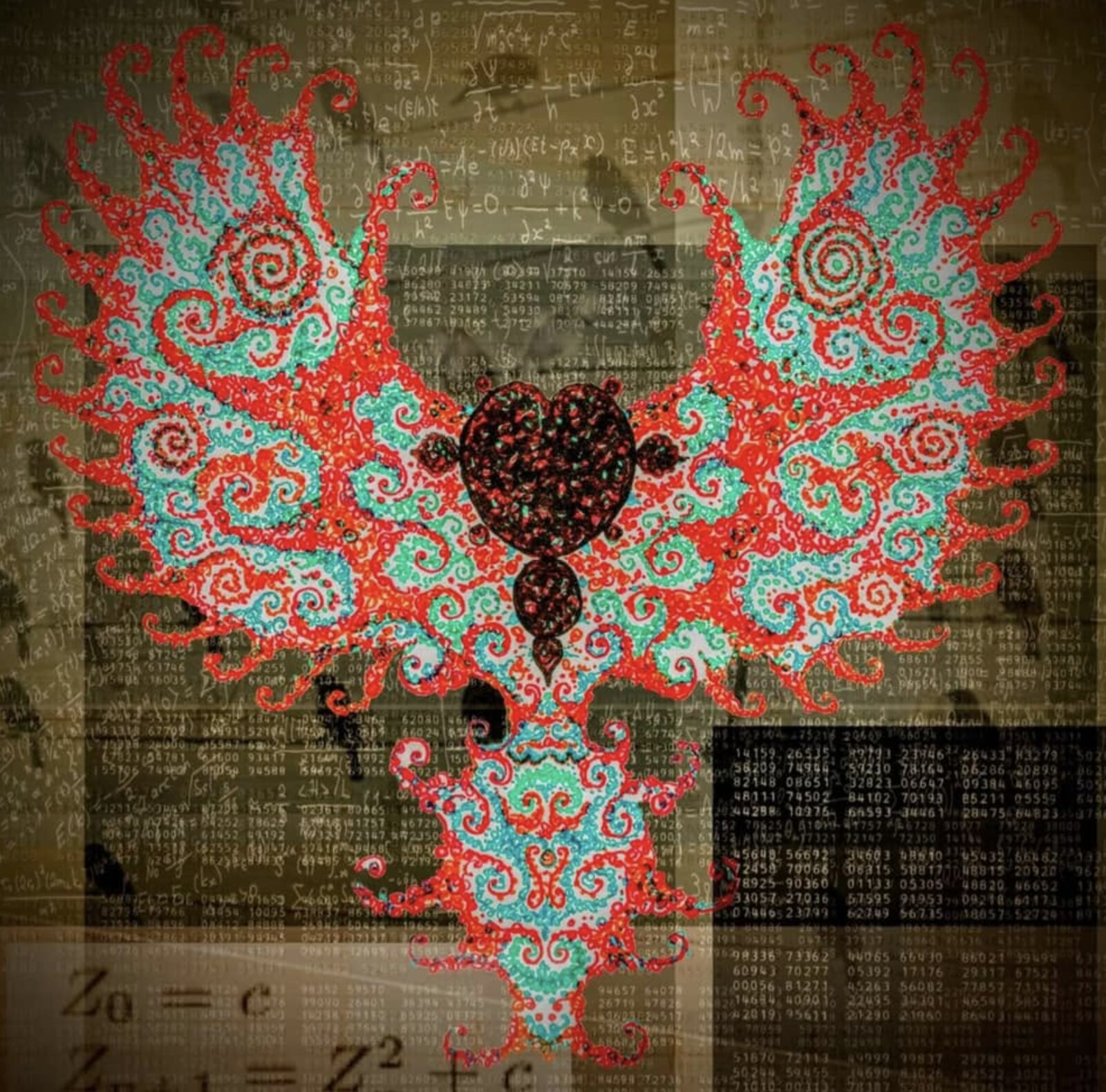 Wingers illustration — psychedelic wing and heart pattern